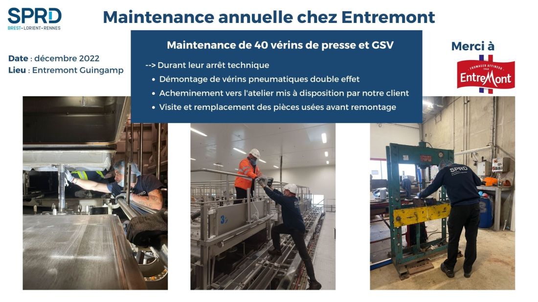 Maintenance de vérins chez Entremont Guingamp